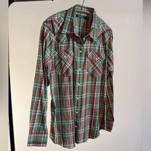 Lauren Ralph Lauren Women's Plaid Western-style Shirt (Size L)